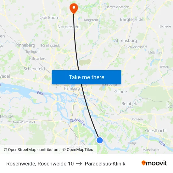 Rosenweide, Rosenweide 10 to Paracelsus-Klinik map