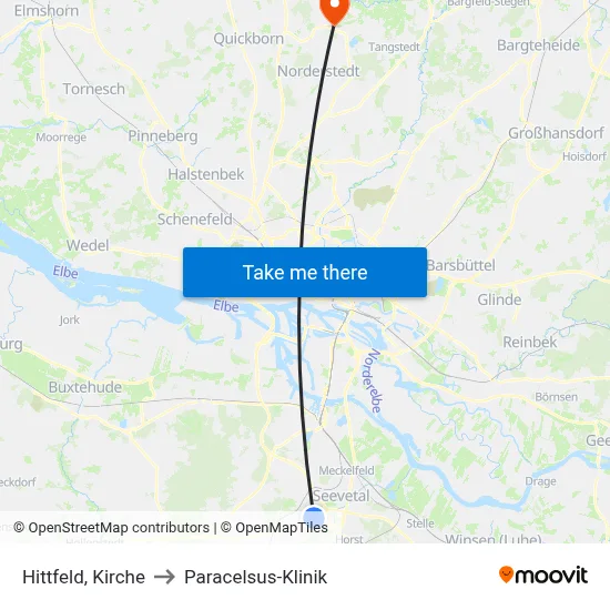 Hittfeld, Kirche to Paracelsus-Klinik map