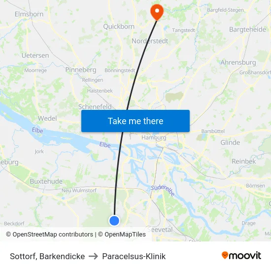 Sottorf, Barkendicke to Paracelsus-Klinik map