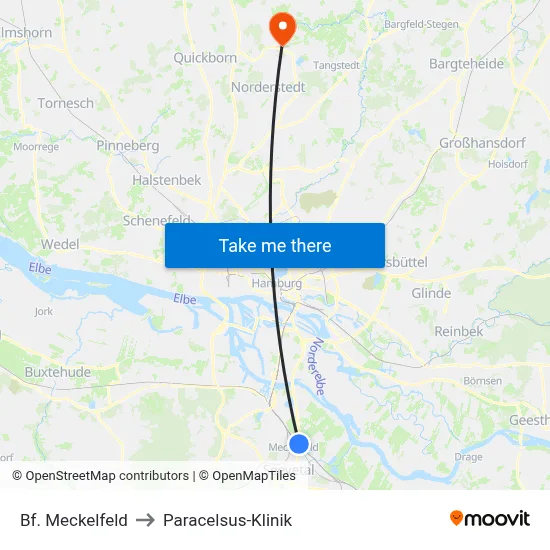 Bf. Meckelfeld to Paracelsus-Klinik map