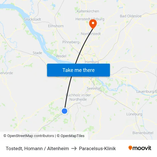 Tostedt, Homann / Altenheim to Paracelsus-Klinik map