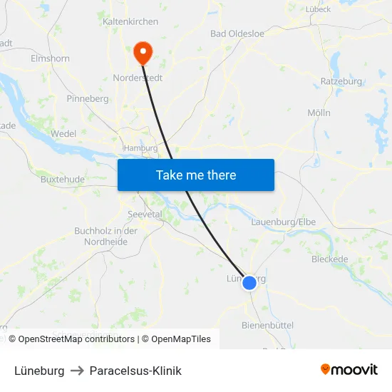 Lüneburg to Paracelsus-Klinik map
