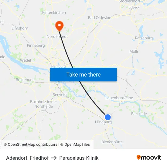 Adendorf, Friedhof to Paracelsus-Klinik map