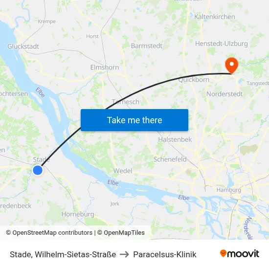 Stade, Wilhelm-Sietas-Straße to Paracelsus-Klinik map