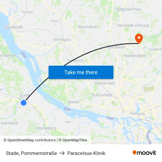 Stade, Pommernstraße to Paracelsus-Klinik map