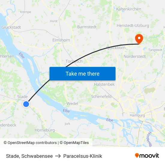 Stade, Schwabensee to Paracelsus-Klinik map