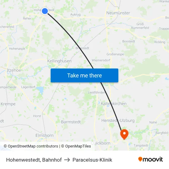 Hohenwestedt, Bahnhof to Paracelsus-Klinik map