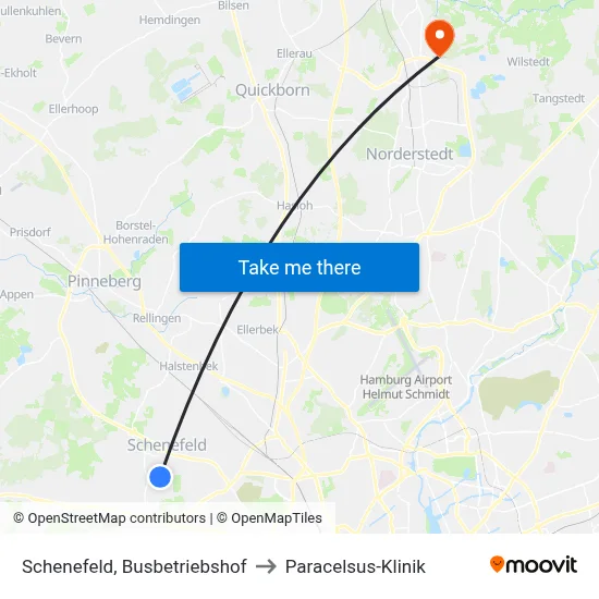 Schenefeld, Busbetriebshof to Paracelsus-Klinik map