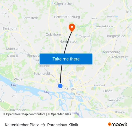 Kaltenkircher Platz to Paracelsus-Klinik map