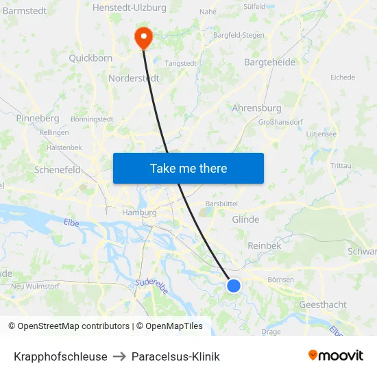 Krapphofschleuse to Paracelsus-Klinik map