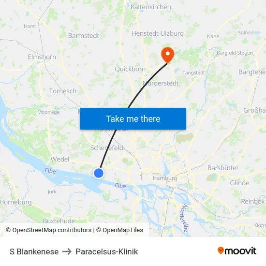 S Blankenese to Paracelsus-Klinik map