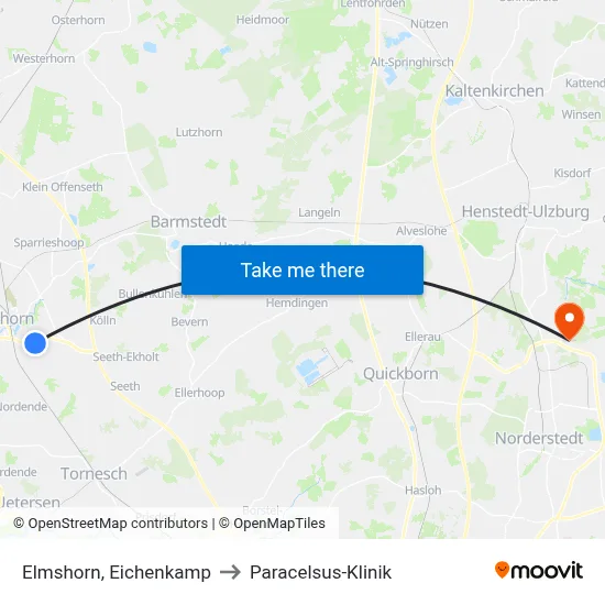 Elmshorn, Eichenkamp to Paracelsus-Klinik map