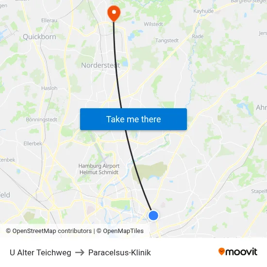U Alter Teichweg to Paracelsus-Klinik map