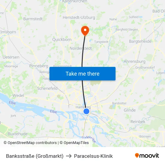 Banksstraße (Großmarkt) to Paracelsus-Klinik map