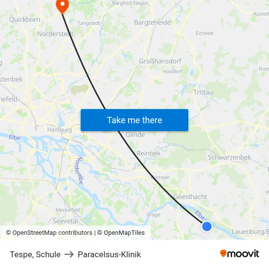 Tespe, Schule to Paracelsus-Klinik map