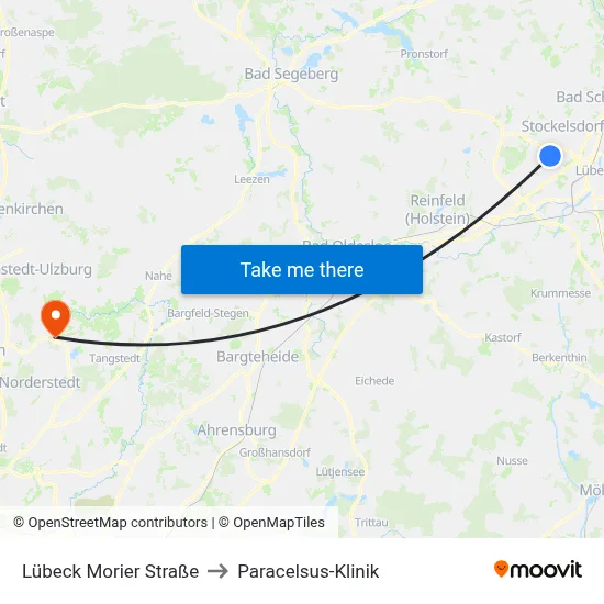 Lübeck Morier Straße to Paracelsus-Klinik map