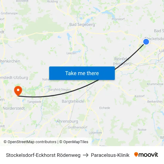 Stockelsdorf-Eckhorst Rödenweg to Paracelsus-Klinik map