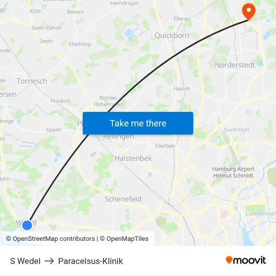 S Wedel to Paracelsus-Klinik map