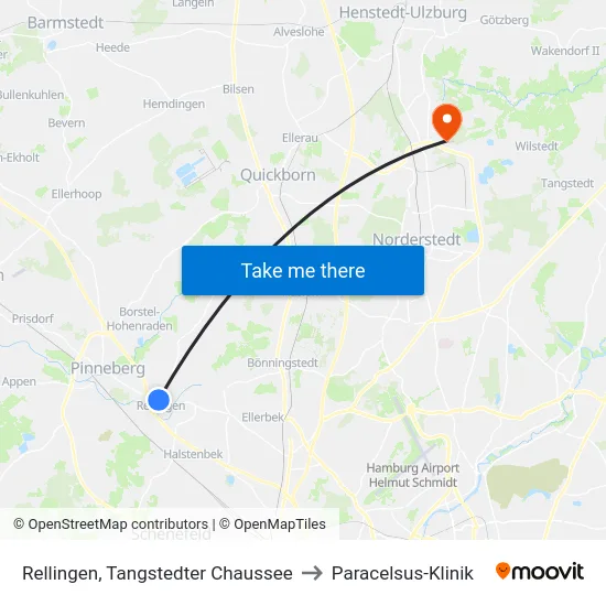 Rellingen, Tangstedter Chaussee to Paracelsus-Klinik map