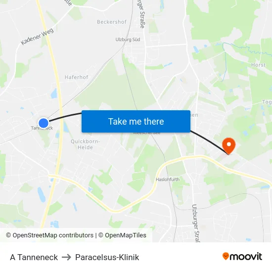 A Tanneneck to Paracelsus-Klinik map