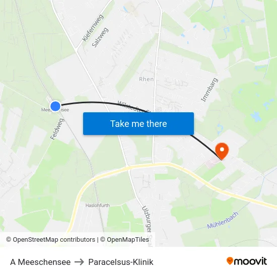 A Meeschensee to Paracelsus-Klinik map