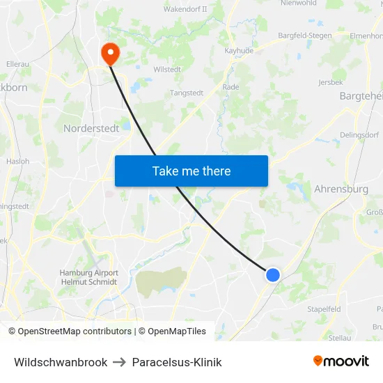 Wildschwanbrook to Paracelsus-Klinik map