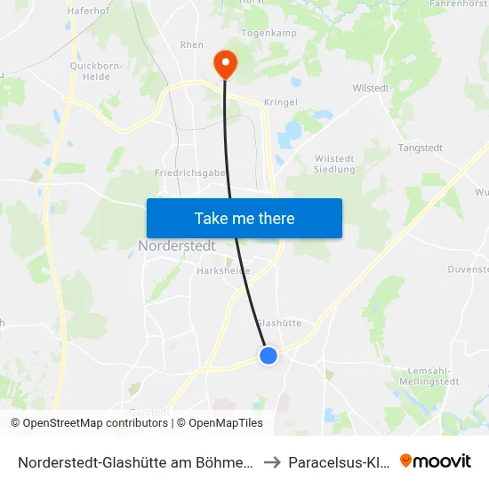 Norderstedt-Glashütte am Böhmerwald to Paracelsus-Klinik map