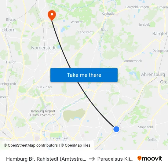 Hamburg Bf. Rahlstedt (Amtsstraße) to Paracelsus-Klinik map
