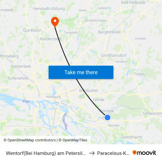 Wentorf(Bei Hamburg) am Petersilienberg to Paracelsus-Klinik map