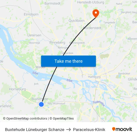 Buxtehude Lüneburger Schanze to Paracelsus-Klinik map