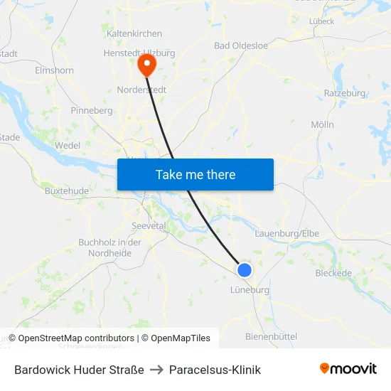 Bardowick Huder Straße to Paracelsus-Klinik map