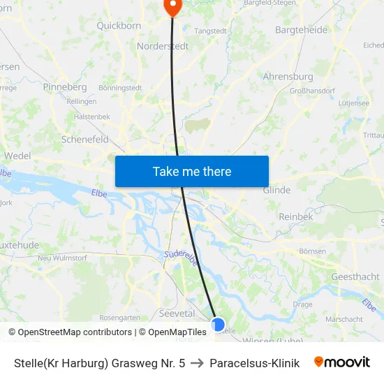 Stelle(Kr Harburg) Grasweg Nr. 5 to Paracelsus-Klinik map