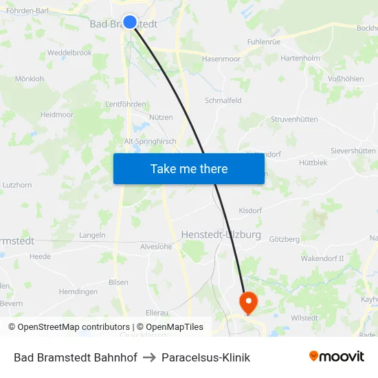 Bad Bramstedt Bahnhof to Paracelsus-Klinik map