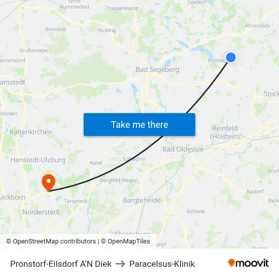 Pronstorf-Eilsdorf A'N Diek to Paracelsus-Klinik map