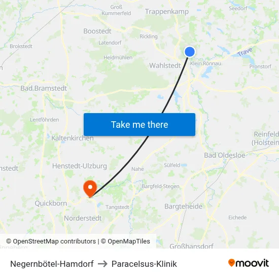 Negernbötel-Hamdorf to Paracelsus-Klinik map