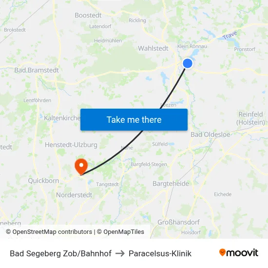 Bad Segeberg Zob/Bahnhof to Paracelsus-Klinik map