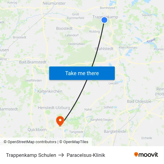 Trappenkamp Schulen to Paracelsus-Klinik map