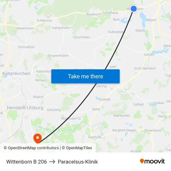 Wittenborn B 206 to Paracelsus-Klinik map