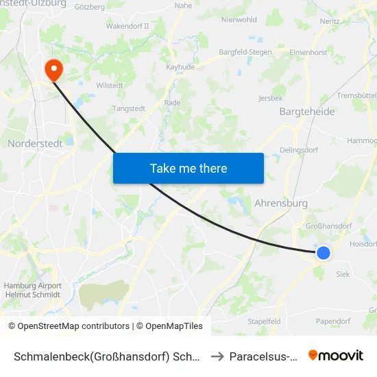 Schmalenbeck(Großhansdorf) Schulzentrum to Paracelsus-Klinik map