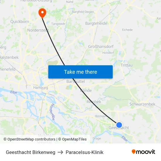 Geesthacht Birkenweg to Paracelsus-Klinik map