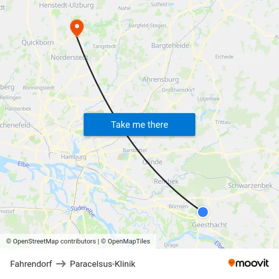 Fahrendorf to Paracelsus-Klinik map