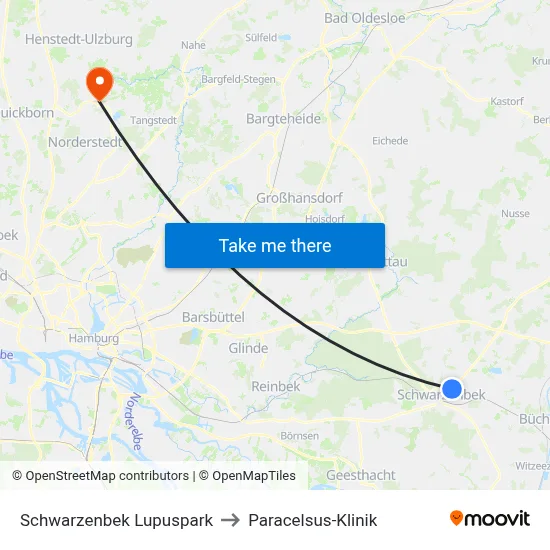 Schwarzenbek Lupuspark to Paracelsus-Klinik map