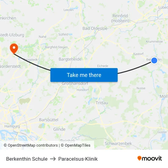 Berkenthin Schule to Paracelsus-Klinik map