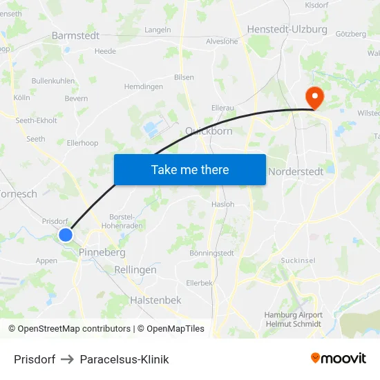 Prisdorf to Paracelsus-Klinik map