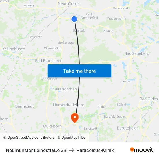 Neumünster Leinestraße 39 to Paracelsus-Klinik map