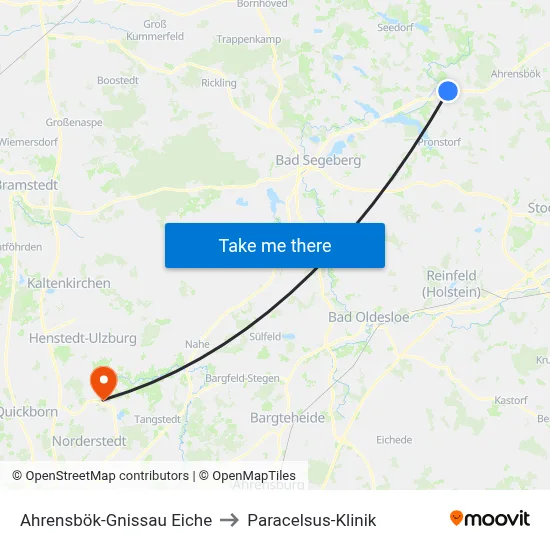 Ahrensbök-Gnissau Eiche to Paracelsus-Klinik map