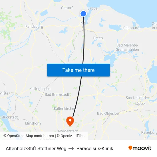 Altenholz-Stift Stettiner Weg to Paracelsus-Klinik map