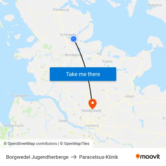 Borgwedel Jugendherberge to Paracelsus-Klinik map
