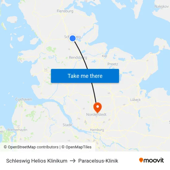 Schleswig Helios Klinikum to Paracelsus-Klinik map