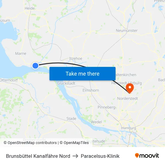 Brunsbüttel Kanalfähre Nord to Paracelsus-Klinik map